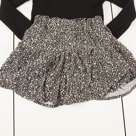 Zara Girls Black Long Sleeve Ribbed Sweater / Floral Skort Set Sz 13 - 14 - Picture 5 of 12